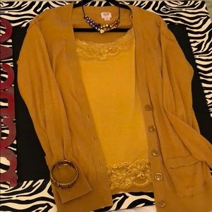Gold Boyfriend Cardigan Sweater